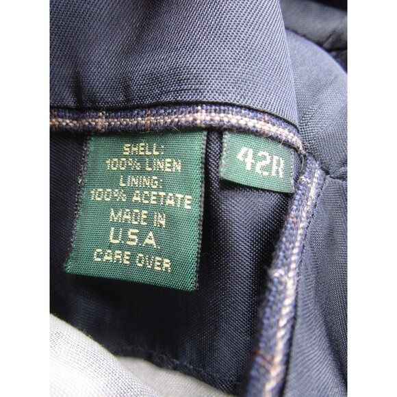 VINTAGE J Crew Sport Coat 42 Linen Blazer Jacket Plaid 90s USA Preppy * - Picture 12 of 13